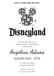 Bachelorette Party Disco Disneyland design preview