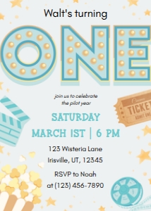 Babies and Kids Birthday Movie Night Blue: Babies and Kids Birthday Movie Night Blue