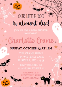 Baby Shower A little Boo is Almost Due Pink BUNDLE design preview