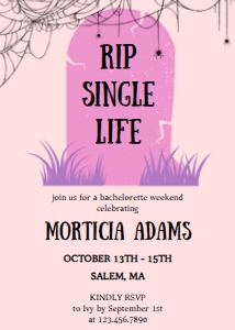 Bachelorette Party RIP to my Single Life design preview