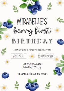 Babies and Kids Birthday Berry First Blueberry design preview