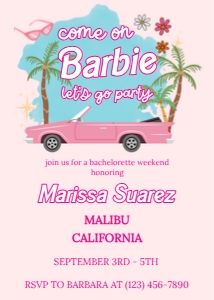 Bachelorette Weekend Let's Go Barbie design preview