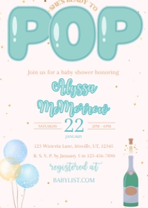 Baby Shower She's Ready To pop Blue Balloon BUNDLE design preview