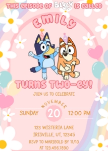 Babies and Kids Birthday Bluey Pink design preview