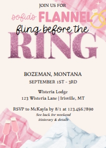 Bachelorette Party Flannel Fling Before the Ring design preview
