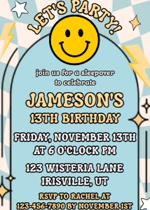 Babies and Kids Birthday Smile Face Blue Checkered: Babies and Kids Birthday Smile Face Blue Checkered