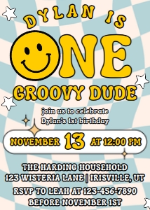 Babies and Kids Birthday Smile Face Groovy Boy Blue: Babies and Kids Birthday Smile Face Groovy Boy Blue