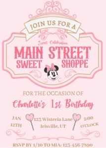 Babies and Kids Birthday Retro Minnie Sweet Shop: Babies and Kids Birthday Retro Minnie Sweet Shop