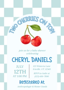 Baby Shower Twin Cherries Blue Bundle design preview