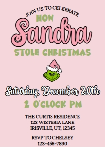 Babies and Kids Birthday Grinch Stole Christmas Pink design preview