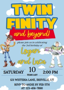 Babies and Kids Birthday Toy Story Twin-Finity and Beyond: Babies and Kids Birthday Toy Story Twin-Finity and Beyond