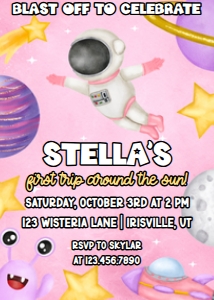 Babies and Kids Birthday Space Girl Pink: Babies and kids Birthday Space Girl