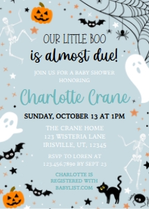 Baby Shower A little Boo is Almost Due Blue BUNDLE design preview
