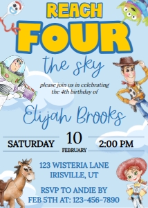 Babies and Kids Birthday Toy Story Reach Four the Sky design preview