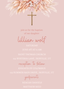 Religious Baptism Pampas Pink: Religious Baptism Pampas Pink
