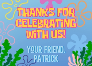 Babies and Kids Birthday Party Decor Thank You Card Spongebob design preview