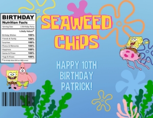 Babies and Kids Birthday Party Decor Chip Bag Labels Spongebob: Babies and Kids Birthday Party Decor Chip Bag Labels Spongebob