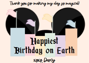 Babies and Kids Birthday Party Decor Thank You Cards Disneyland design preview