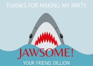 Babies and Kids Birthday Party Decor Thank You Cards Jawsome design preview