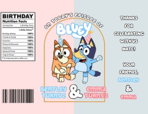 Babies and Kids Birthday Party Decor Chip Bag Labels Bluey Joint design preview