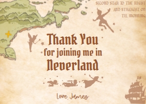 Babies and Kids Birthday Party Decor Thank You Cards Neverland Peter Pan design preview