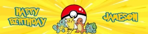 Babies and Kids Birthday Party Decor Water Bottle Labels Pokemon design preview