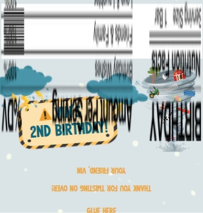 Babies and Kids Birthday Party Decor Chocolate Bar Label Two-nado Four-nado Hurricane design preview