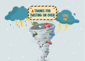 Babies and Kids Birthday Party Decor Thank You Two-nado Four-nado Hurricane design preview