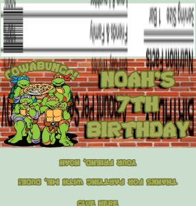Babies and Kids Birthday Party Decor Chocolate Bar Label TMNT design preview