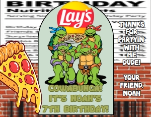 Babies and Kids Birthday Party Decor Chip Bag Label TMNT: Babies and Kids Birthday Party Decor Chip Bag Label TMNT