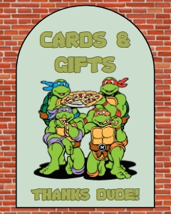 Babies and Kids Birthday Party Decor Table Signs TMNT design preview