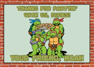 Babies and Kids Birthday Party Decor Thank You TMNT design preview