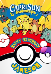 Babies and Kids Birthday Party Decor Juice Pouch Label Pokemon design preview