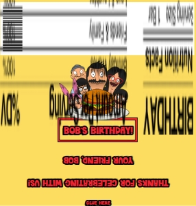 Adult Events Party Decor Chocolate Bar Label Bob's Burgers design preview