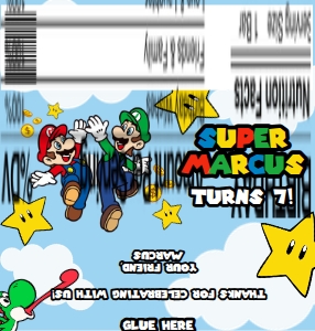 Babies and Kids Birthday Party Decor Chocolate Bar Label Super Mario design preview