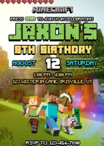 Babies and Kids Birthday Minecraft Sunset Forest: Babies and Kids Birthday Minecraft Sunset
