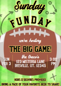Super Bowl Sunday Funday design preview