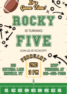Babies and Kids Birthday Football Game Time design preview