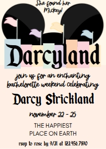Bachelorette Weekend Vintage Disneyland design preview