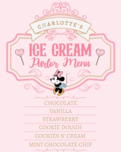 Babies and Kids Birthday Party Decor Ice Cream Parlor Table Sign Retro Minnie Sweet Shop design preview
