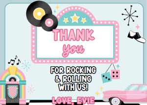 Babies and Kids Birthday Party Decor Extras Thank You Cards 50s Diner design preview