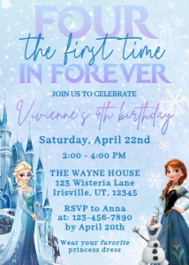 Babies and Kids Birthday Frozen Four the First time in Forever design preview