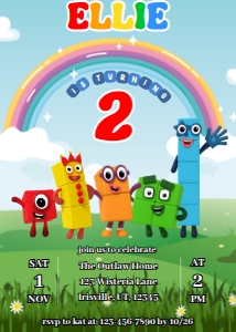 Babies and Kids Birthday Number Blocks Rainbow design preview