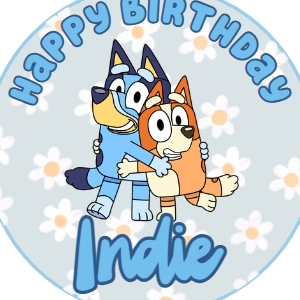 Babies and Kids Birthday Party Decor Cupcake Toppers Bluey Daisy design preview