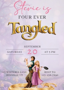 Babies and Kids Birthday Tangled Four Ever design preview