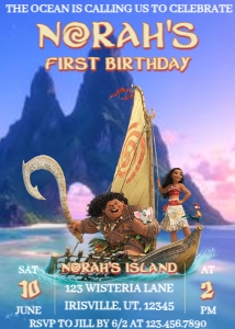 Babies and Kids Birthday Moana Night design preview