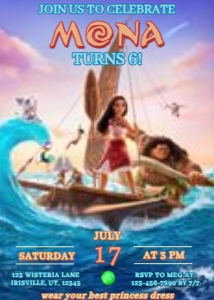 Babies and Kids Birthday Moana Sailing design preview