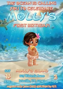 Babies and Kids Birthday Baby Moana design preview