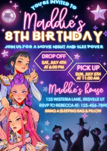 Babies and Kids Birthday KPOP Demon Hunters Starry Night design preview