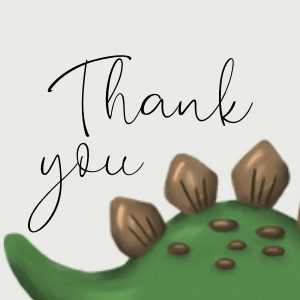 BK001-0102 2x2" Thank you tag - Dinosaur Stegosaurus square: BK001-07 Dinosaur Stegosaurus Birthday Bundle